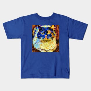 Blue Faced Cat in the Style of Van Gogh Kids T-Shirt